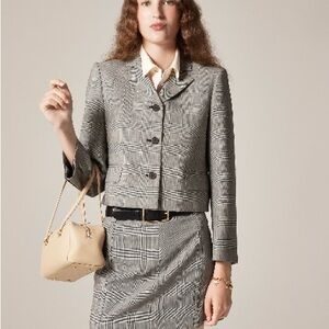 J. Crew Cropped lady blazer in plaid Italian gauzy wool blend Sz 6